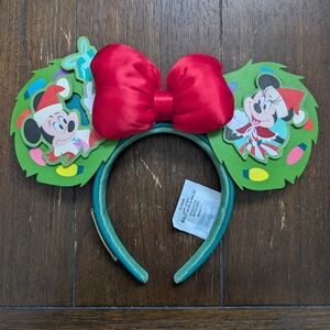 2023 Disney World Minnie Mouse Ears Christmas Wreath Headband